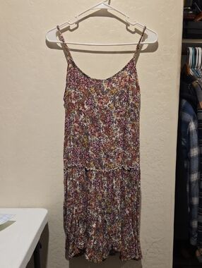 wild fable Floral Print Spaghetti Strap Dress in Green, Yellow, Purple
